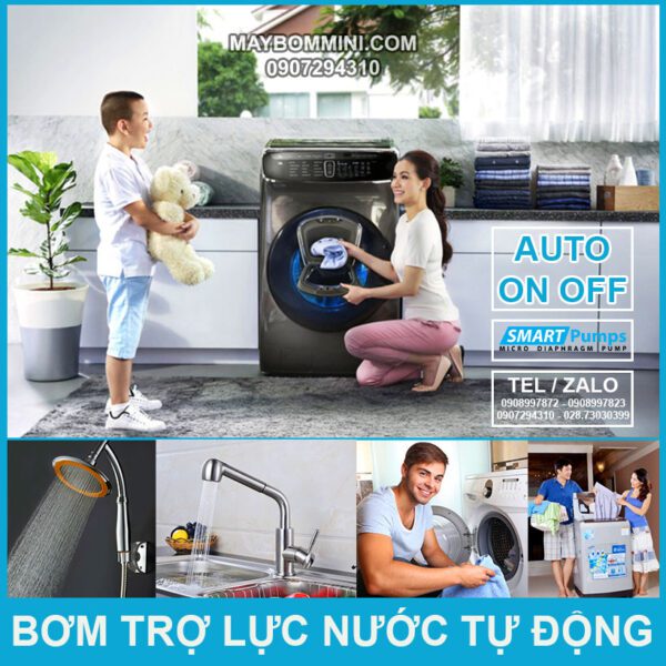 Bom Nuoc Tu Dong Tro Luc May Giat Gia Dinh