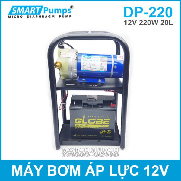 Bom Ap Luc Mini Su Dung Binh Ac Quy 12V 220W