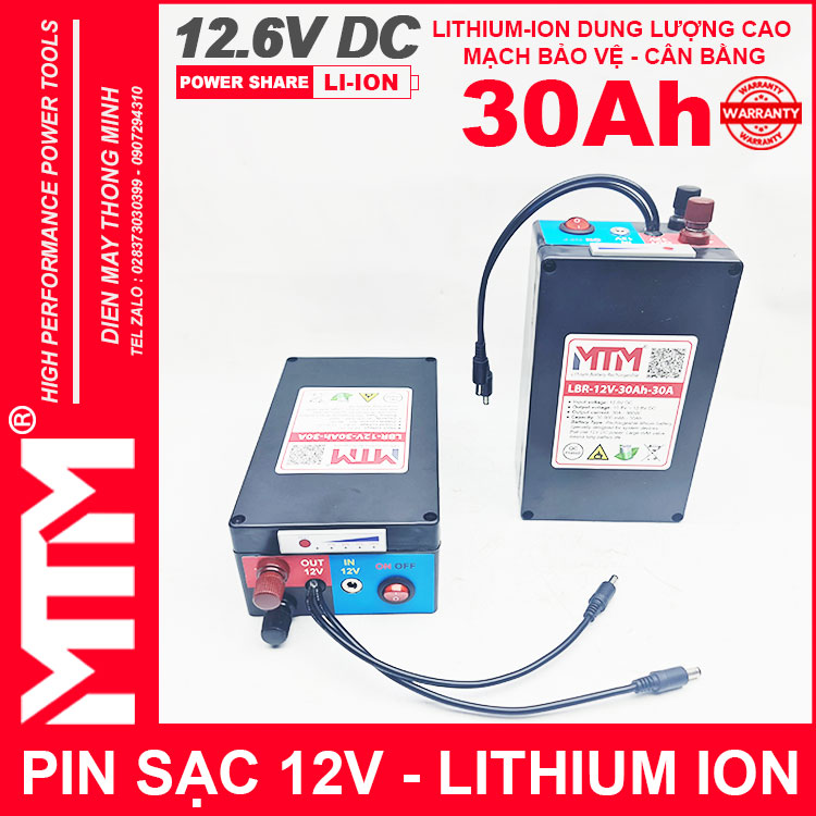 Box Pin Lithium Ion 12V 30Ah 30A 3S MTM Cell 18650