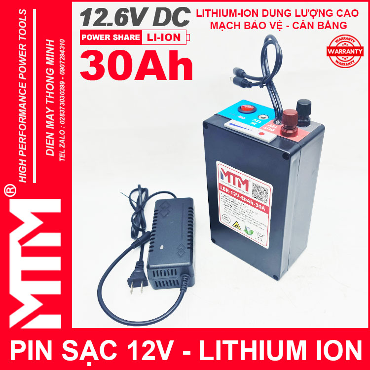 Box Pin Lithium Ion 12V 30Ah 30A 3S MTM Chinh Hang
