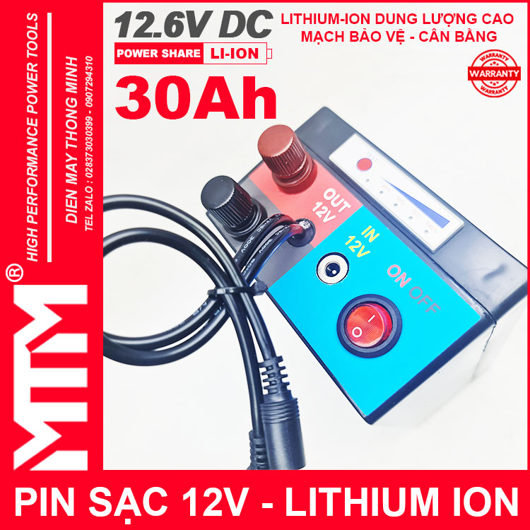 Cong Ket Noi Box Pin Lithium Ion 12V 30Ah 30A 3S MTM