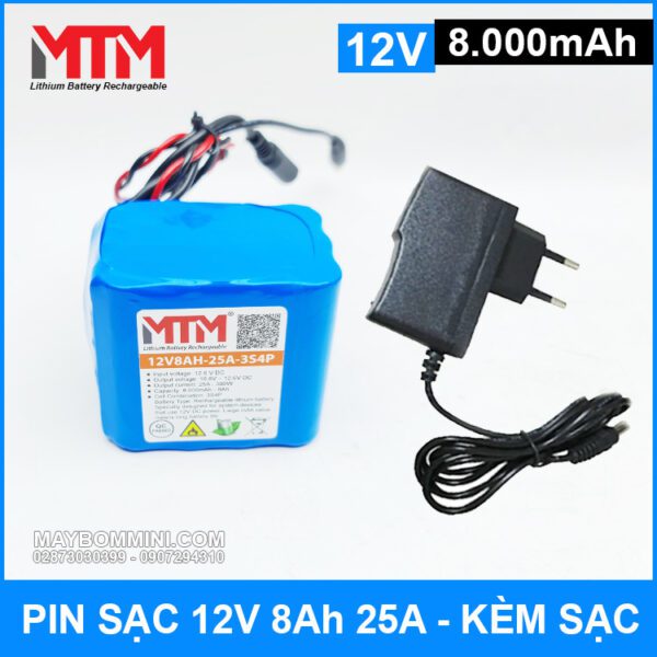 Pin Sac 12v 8000mah 25A 3S4P Kem Sac