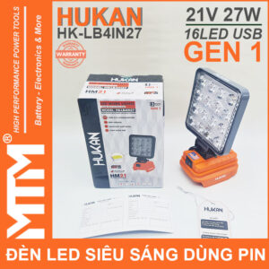 Den Led Du Phong Sieu Sang 21V 27W 16LED Cong Sac USB Pin Chan Pho Thong Hukan HK LB4IN27