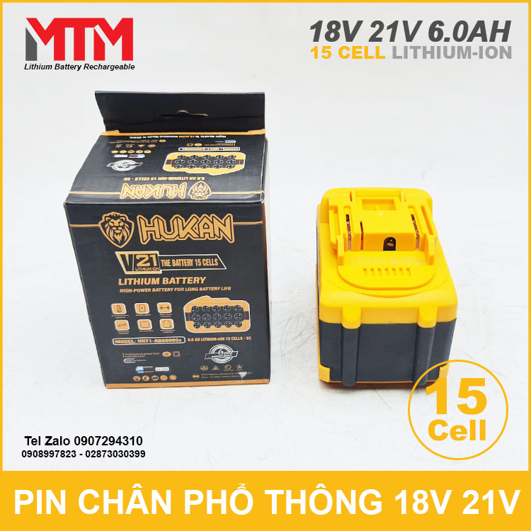 Pin Chan Pho Thong 21V 15 Cell 6Ah 5C Hukan Dung Luong Cao
