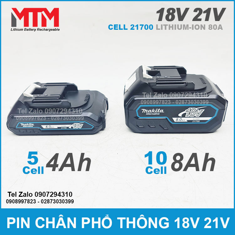 Gia Pin Thiet Bi Cam Tay Chan Pho Thong 18V 21V 4ah 8ah Cell 21700