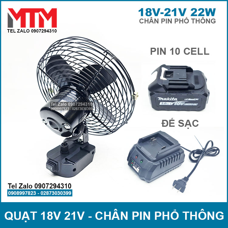 Quat Pin Chan Pho Thong Kem Pin 10 Cell Va De Sac