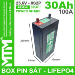 Kich Thuoc Box Pin Sat Cell 32140 8S2P 30Ah 24V 100A MTM