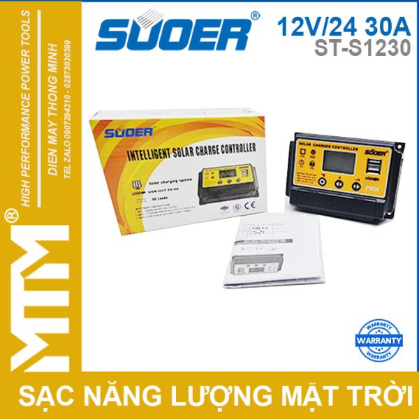 Bo Dieu Khien Sac Nang Luong Mat Troi PWM 12V 24V 30A ST S1230 Souer