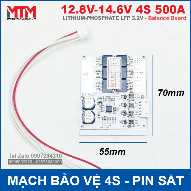 Mach Bao Ve Pin Sat 4S 500A 12V8 Tu Dien Can Bang Kich Thuoc