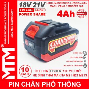 Pin Makita Chan Pho Thong 10 Cell 4000mah LISHEN 80A Chong Soc