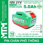 Pin Makita Chan Pho Thong 10 Cell 5000mah EVE 80A Chong Soc Cao Cap