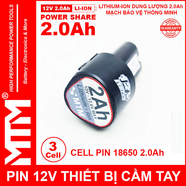 Pin May Khoan 12v 2000mah Khe B MTM Cell 2000mah