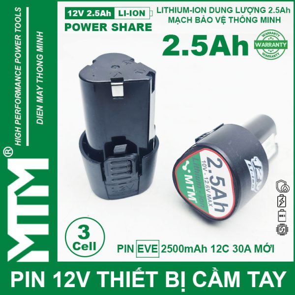 Pin May Khoan 12v 2500mah Khe B MTM EVE