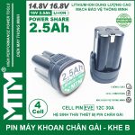 Pin May Khoan 16v8 2500Mah 4cell Eve Khe B