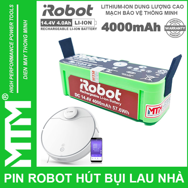 Pin Robot Lau Nha Hut Bui Irobot 4000mah Gia Re Chinh Hang Cao Cap
