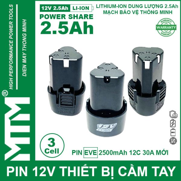 Ban Pin May Khoan 12v 2500mah Khe B MTM EVE