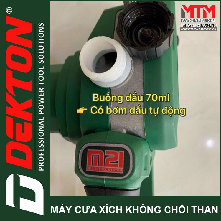 Binh Chua Dau May Cua Xich DEKTON M21 CS08BL 8inch Motor Khong Choi Than Chan Pin Pho Thong Makita