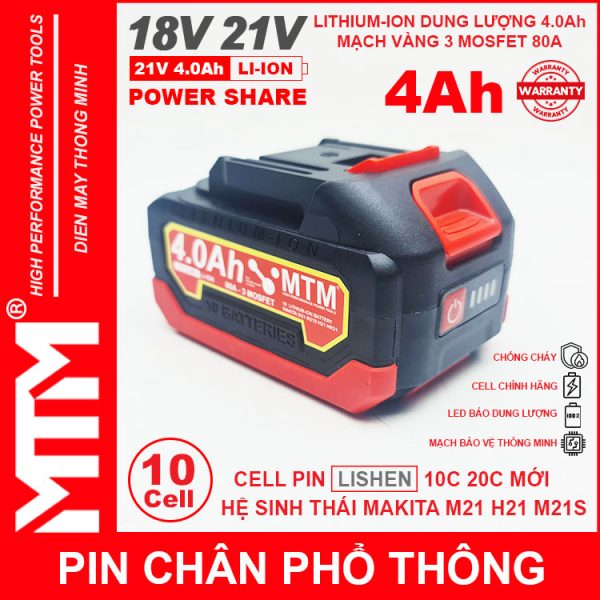 Gia Ban Pin Makita Chan Pho Thong 10 Cell 4000mah LISHEN 80A Chong Soc