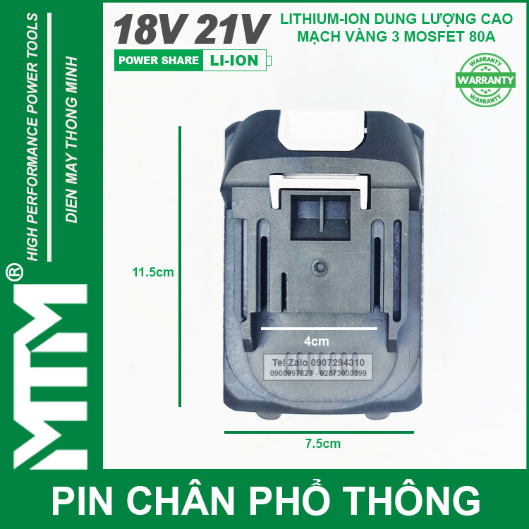 Kich Thuoc Chan Pin May Makita Pho Thong Chong Soc 21v 10ah 20 Cell EVE 2500