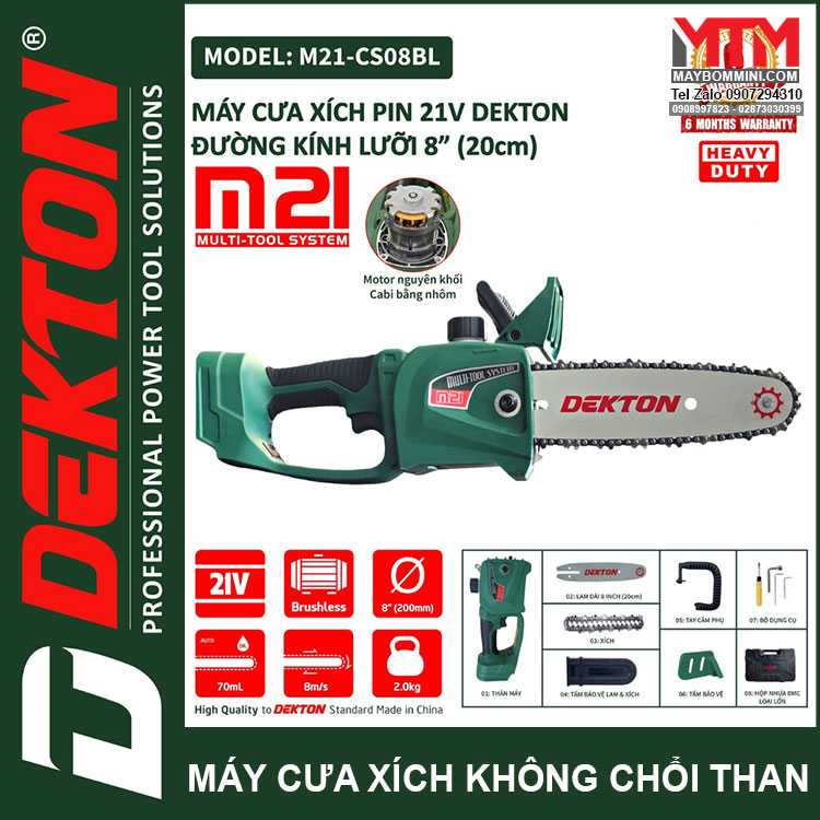 Phan Phoi Cua Xich DEKTON M21 CS08BL 8inch Motor Khong Choi Than Chan Pin Pho Thong Makita