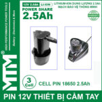 Sac Pin May Khoan 12v 2500mah Khe B MTM
