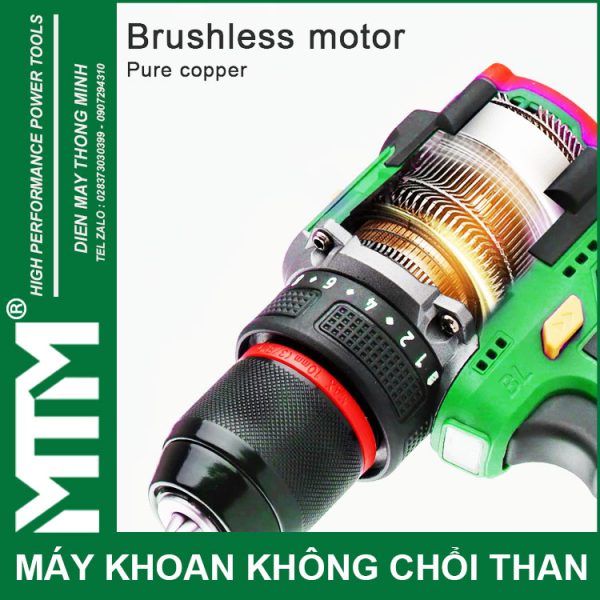 May Khoan Bat Vit Khong Choi Than 16V MTM M168 10mm 60N 2000rpm 23 Cap Co Bua Day Dong