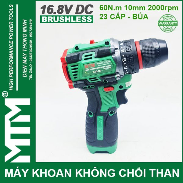 May Khoan Bat Vit Khong Choi Thang 16V MTM M168 10mm 60N 2000rpm 23 Cap Co Bua Chinh Hang