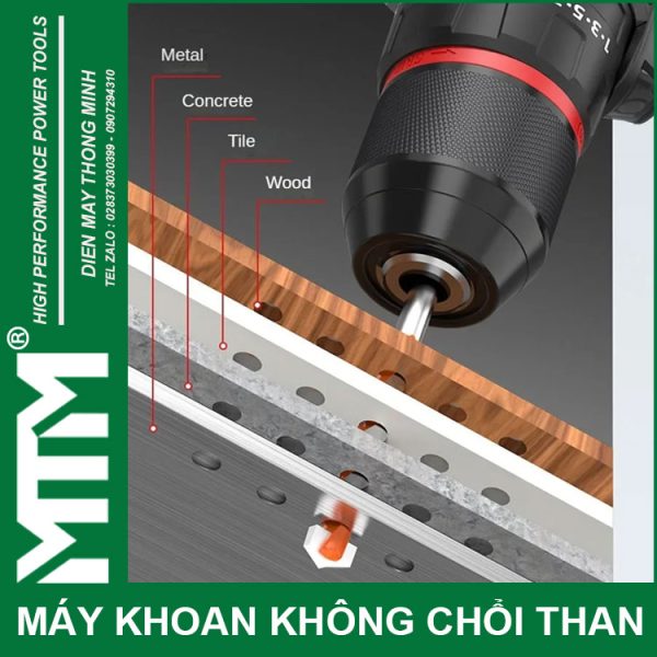 May Khoan Bat Vit Khong Choi Thang 16V MTM M168 10mm 60N 2000rpm 23 Cap Co Bua Da Nang