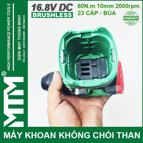 May Khoan Bat Vit Khong Choi Thang 16V MTM M168 10mm 60N 2000rpm 23 Cap Co Bua Pin Chan Ghim 4S