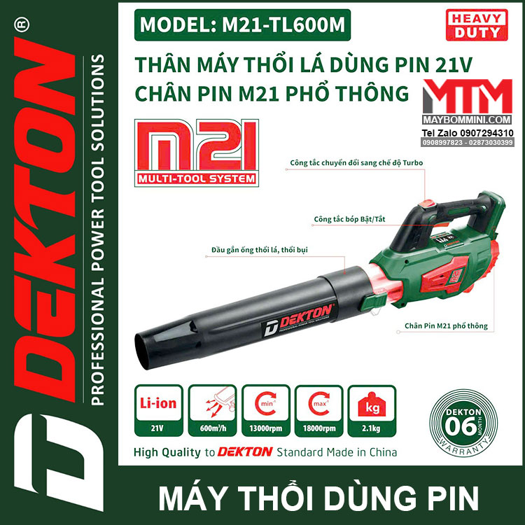 May Thoi La Thoi Bui Dekton 21V M21 TL600M Pin Chan Pho Thong