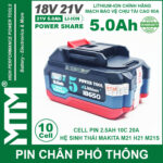 Pin Makita 10 Cell 5000mah 80A Den Bao Pin 2 Ben Cell 2500mah Moi Chinh Hang