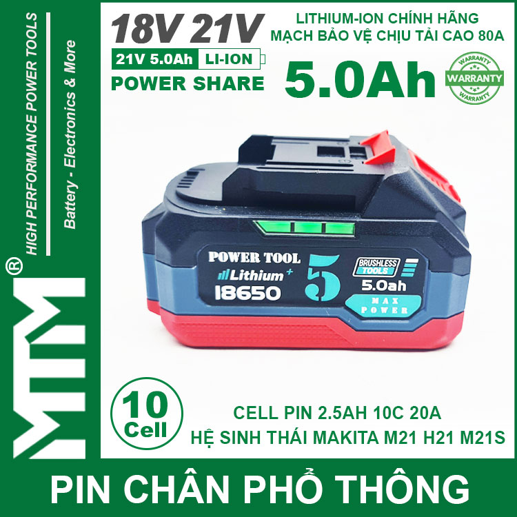 Pin Makita 10 Cell 5000mah 80A Den Bao Pin 2 Ben Cell 2500mah Moi Gia Re Cao Cap