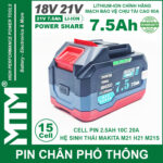 Pin Makita Chong Soc 15 Cell 7500mah 80A Den Bao Pin 2 Ben Cell 2500mah Gia Re