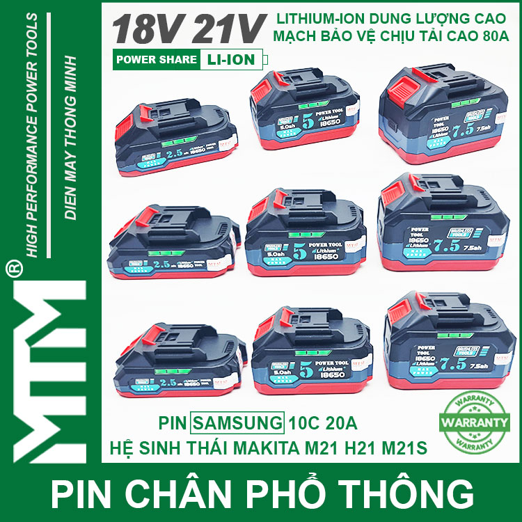 Pin Makita Chong Soc 5cell 10 Cell 15 Cell 80A Den Bao Pin 2 Ben Cell Samsung Chinh Hang
