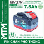 Ban Pin Makita Chong Soc 15 Cell 7500mah 80A Den Bao Pin 2 Ben Cell 2500mah
