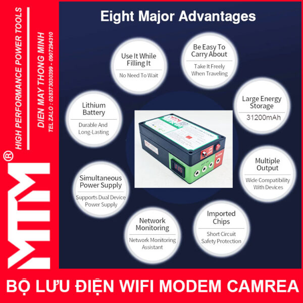 Bo Nguon Du Phong Wifi Modem Camera 12V 5A 31200mah Led Bao Vont Nhieu Chuc Nang