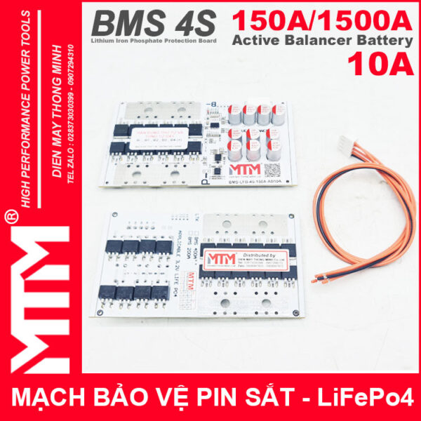 Mach Bao Ve Pin Sat 4S 150A 1500A 12V8 Can Bang Chu Dong 10A