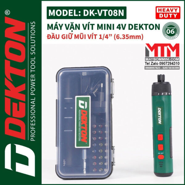 May Chuyen Vit Truot Mini 4V Dekton DK VT08N 7 Cap Do Truot Co Khoan Kem Nhieu Mui Vit Gia Re