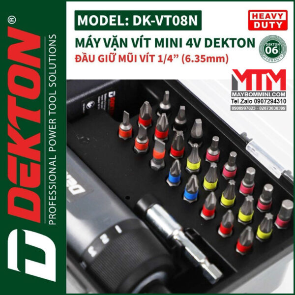 Dau Vit May Chuyen Vit Truot Mini 4V Dekton DK VT08N 7 Cap Do Truot Co Khoan Kem Nhieu Mui Vit