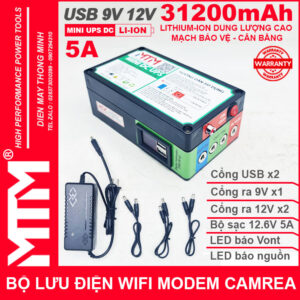Gia Ban Bo Nguon Du Phong Wifi Modem Camera USB 9V12V 5A 31200mah Led Bao Vont New