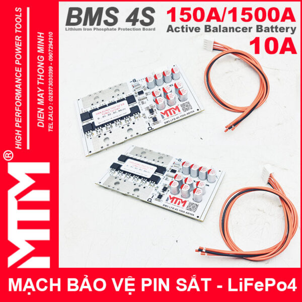 Gia Mach Bao Ve Pin Sat 4S 150A 1500A 12V8 Can Bang Chu Dong 10A