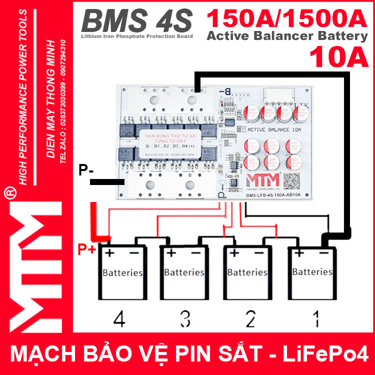 So Do Lap Mach Bao Ve Pin Sat 4S 150A 1500A 12V8 Can Bang Chu Dong 10A Gia Re