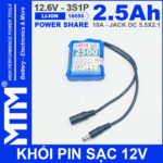 Khoi Pin Sac 12V 10A 3S1P Jack DC 18650 MTM 2500mah