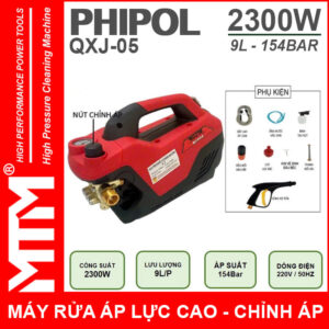 May Rua Xe Ap Luc Cao 220V 2300W 9L 154Bar Phipol QXJ05 Loi Dong Chinh Ap Gia Re