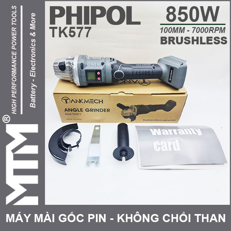 May Mai Goc Dung Pin 21V 850W 100mm 7000rpm Phipol TK577 Cao Cap