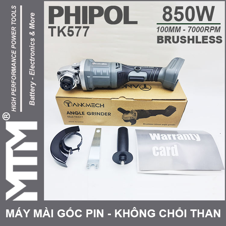 May Mai Goc Dung Pin 21V 850W 100mm 7000rpm Phipol TK577