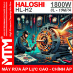 May Rua Xe Gia Dinh Mini Ap Luc Cao 220V 1800W 8L 10Mpa Haloshi HL H2 Loi Dong Chinh Ap Chat Luong Cao