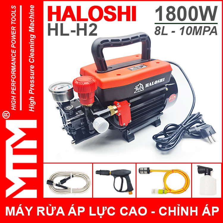 May Rua Xe Gia Dinh Mini Ap Luc Cao 220V 1800W 8L 10Mpa Haloshi HL H2 Loi Dong Chinh Ap