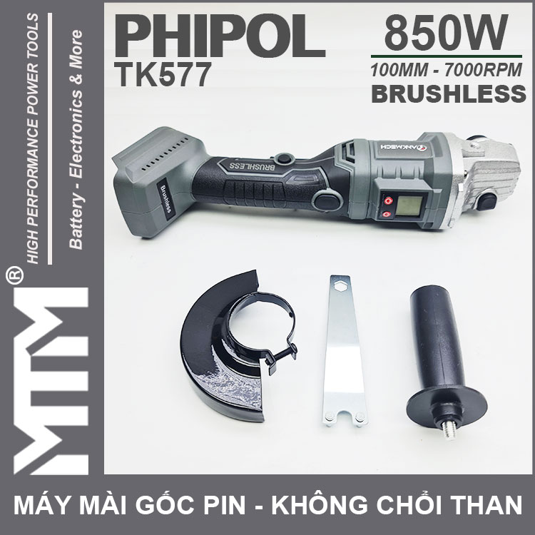 Ban May Mai Goc Dung Pin 21V 850W 100mm 7000rpm Phipol TK577