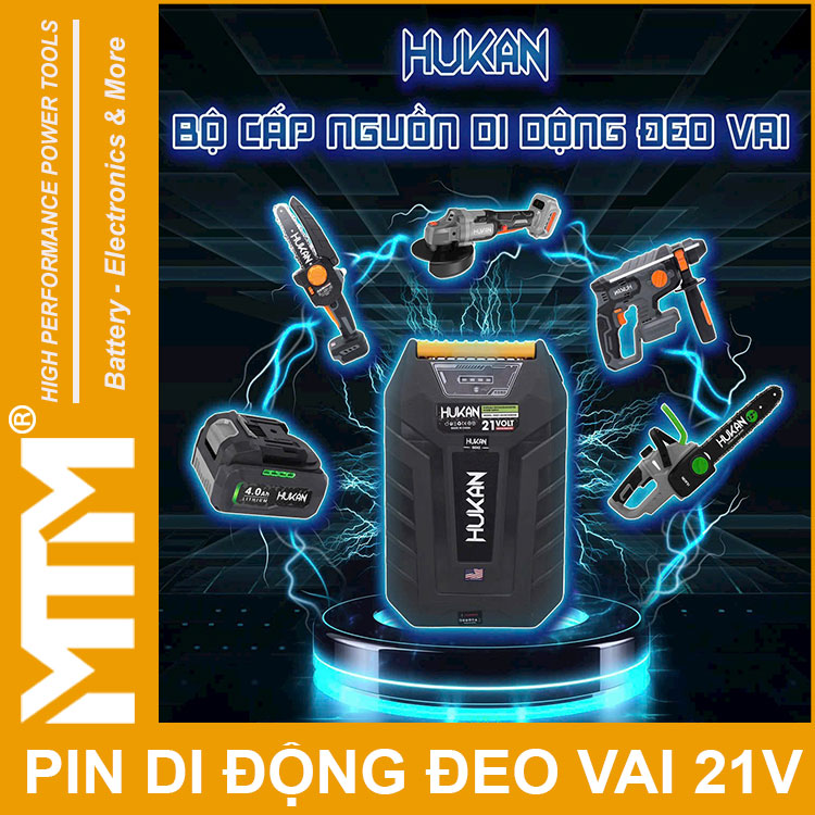 Su Dung Pin Di Dong Deo Vai 21V 20Ah 5C 50 Cell Hukan HM G2 BCN50205 Gen 2